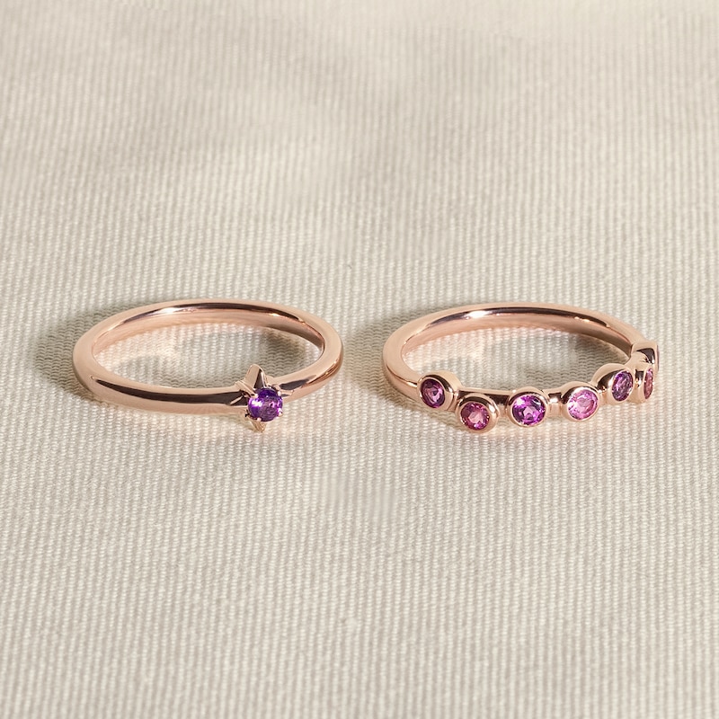 Main Image 4 of Juliette Maison Natural Blue Zircon & Natural White Sapphire Ring 10K Rose Gold