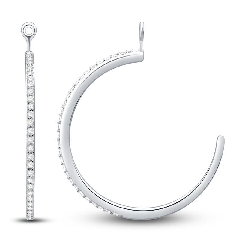 Main Image 1 of Diamond Hoop Earring Jackets 1/3 ct tw Round 14K White Gold (Jacket Only)