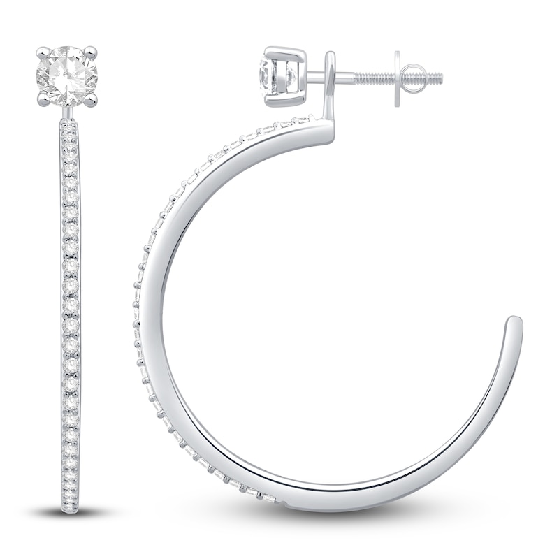 Main Image 3 of Diamond Hoop Earring Jackets 1/3 ct tw Round 14K White Gold (Jacket Only)