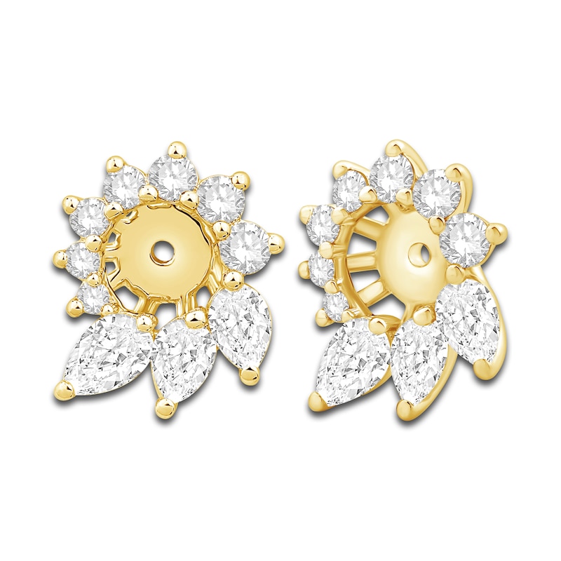 Main Image 2 of Diamond Floral Halo Earring Jackets 1 ct tw Pear/Round 14K Yellow Gold (Jacket Only)