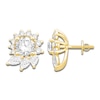 Diamond Floral Halo Earring Jackets 1 ct tw Pear/Round 14K Yellow Gold
