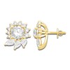 Diamond Floral Halo Earring Jackets 1 ct tw Pear/Round 14K Yellow Gold