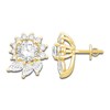 Thumbnail Image 0 of Diamond Floral Halo Earring Jackets 1 ct tw Pear/Round 14K Yellow Gold