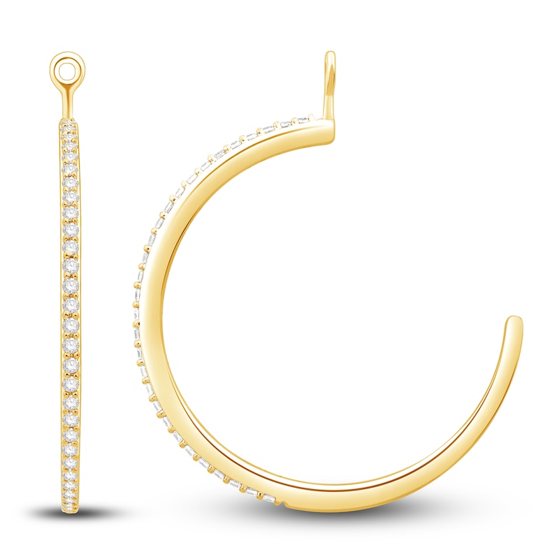 Main Image 1 of Diamond Hoop Earring Jackets 1/3 ct tw Round 14K Yellow Gold (Jacket Only)