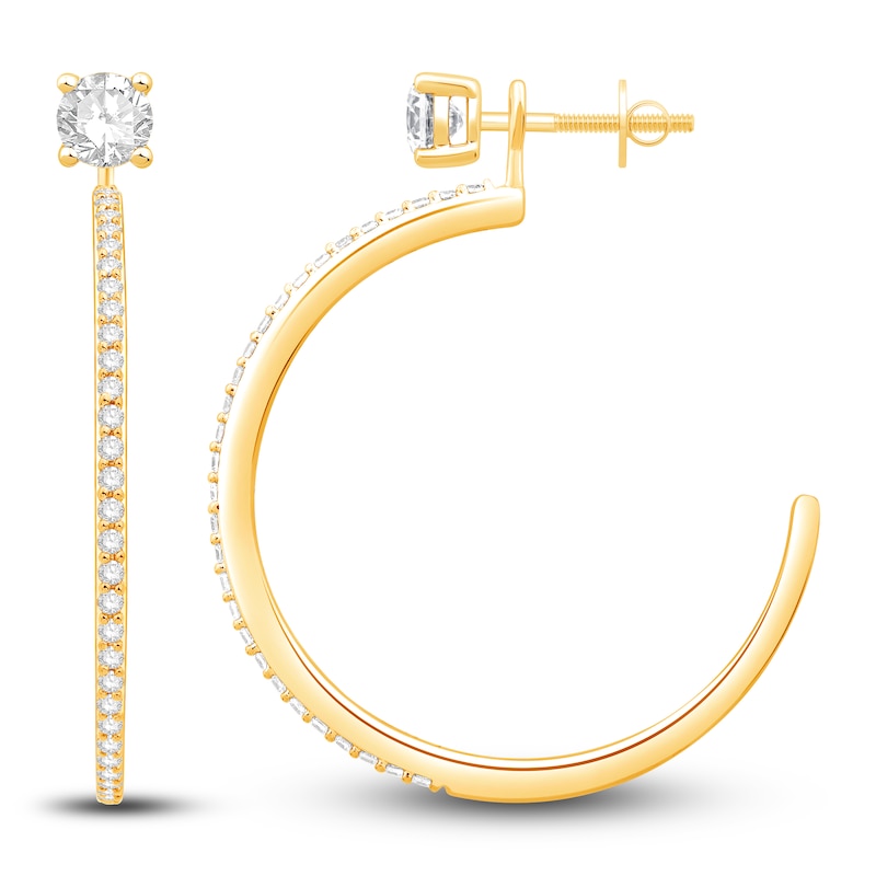 Main Image 3 of Diamond Hoop Earring Jackets 1/3 ct tw Round 14K Yellow Gold (Jacket Only)