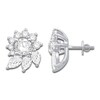 Diamond Floral Halo Earring Jackets 1 ct tw Pear/Round 14K White Gold