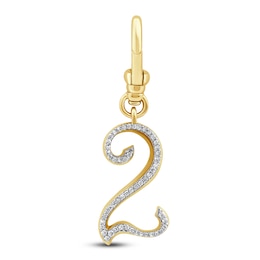 Charm'd by Lulu Frost Diamond Number 2 Charm 1/10 ct tw Pavé Round 10K Yellow Gold