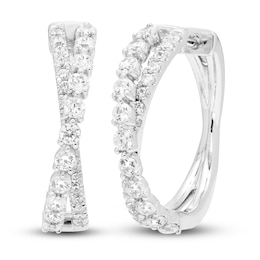 Diamond Bypass Earrings 1 ct tw Round 18K White Gold