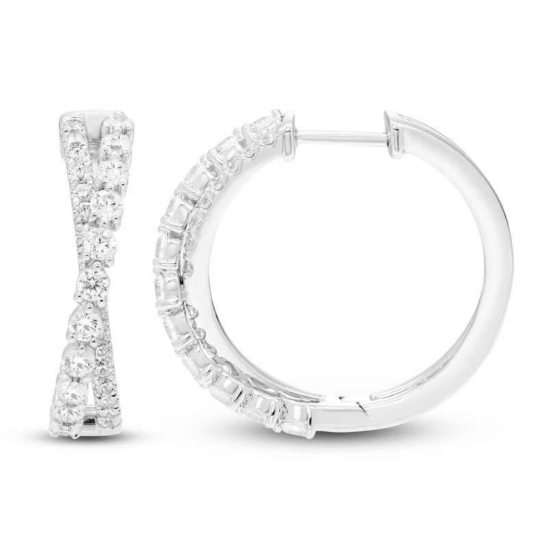 Main Image 2 of Diamond Bypass Earrings 1 ct tw Round 18K White Gold