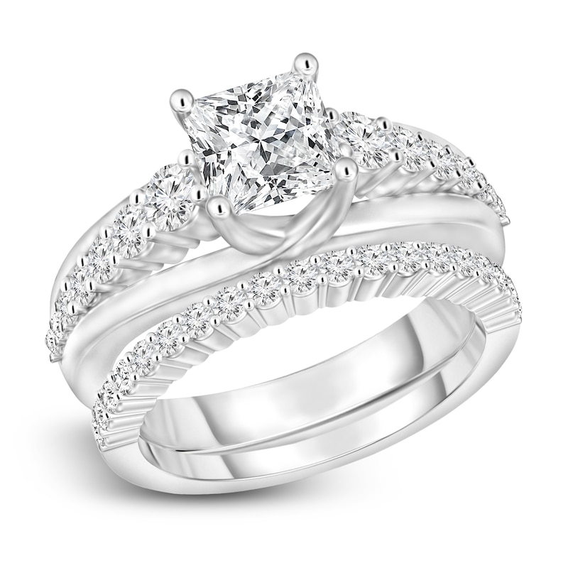 Main Image 2 of Diamond Bridal Set 1-7/8 ct tw Princess/Round 14K White Gold