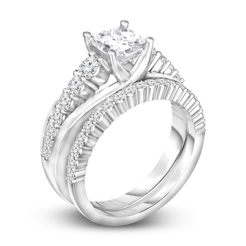 Main Image 3 of Diamond Bridal Set 1-7/8 ct tw Princess/Round 14K White Gold