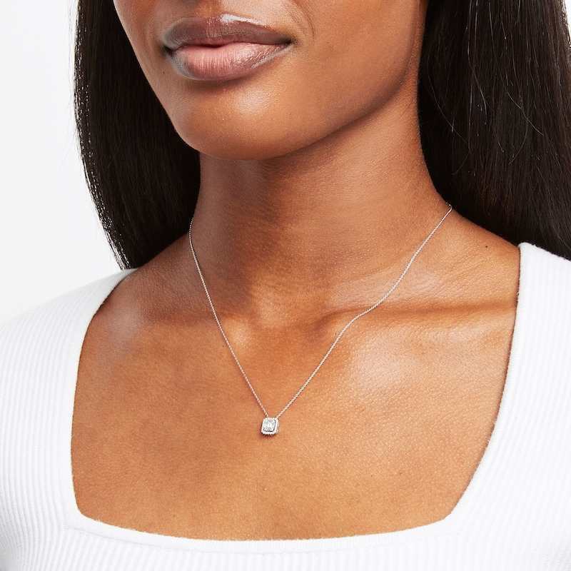 Main Image 2 of Kallati Diamond Pendant Necklace 1/4 ct tw Baguette/Round 14K White Gold 18"