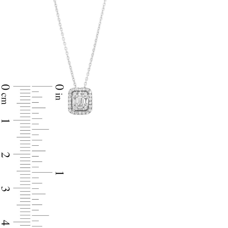 Kallati Diamond Pendant Necklace 1/4 ct tw Baguette/Round 14K White Gold 18"