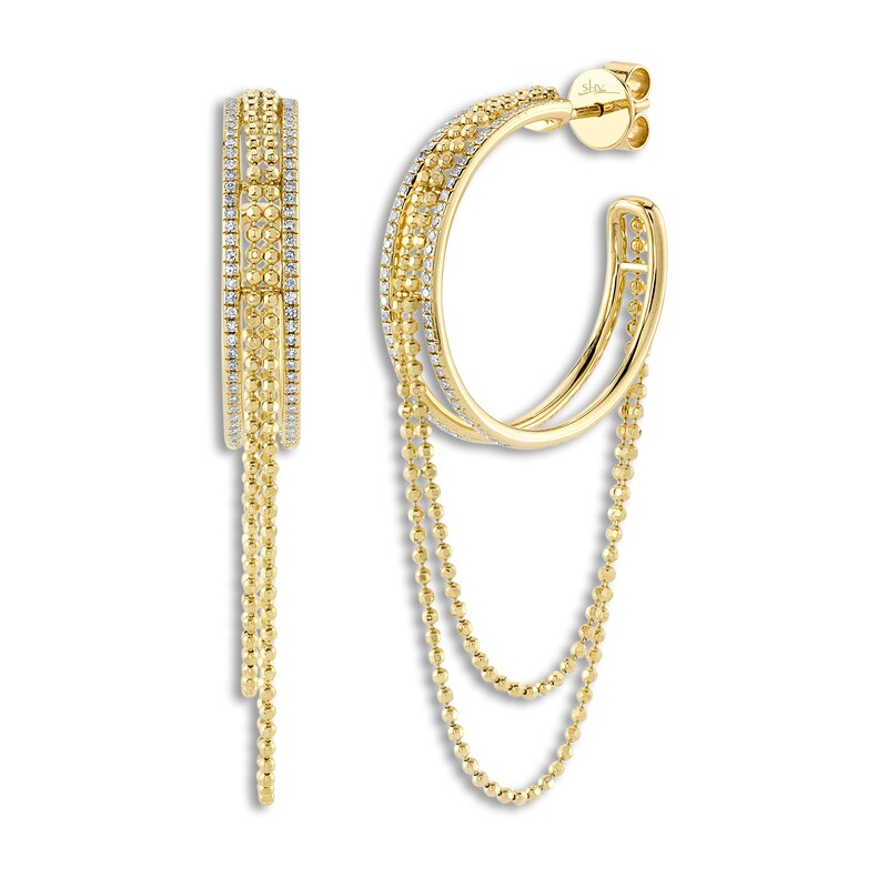 Shy Creation Diamond Hoop Earrings 1/3 ct tw Round 14K Yellow Gold SC55023884D1.00