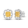 Thumbnail Image 0 of Le Vian Sunny Yellow Diamond Stud Earrings 1-1/3 ct tw Cushion/Round 14K Two-Tone Gold