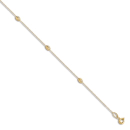 Diamond-Cut Station Anklet 14K Yellow Gold 10"