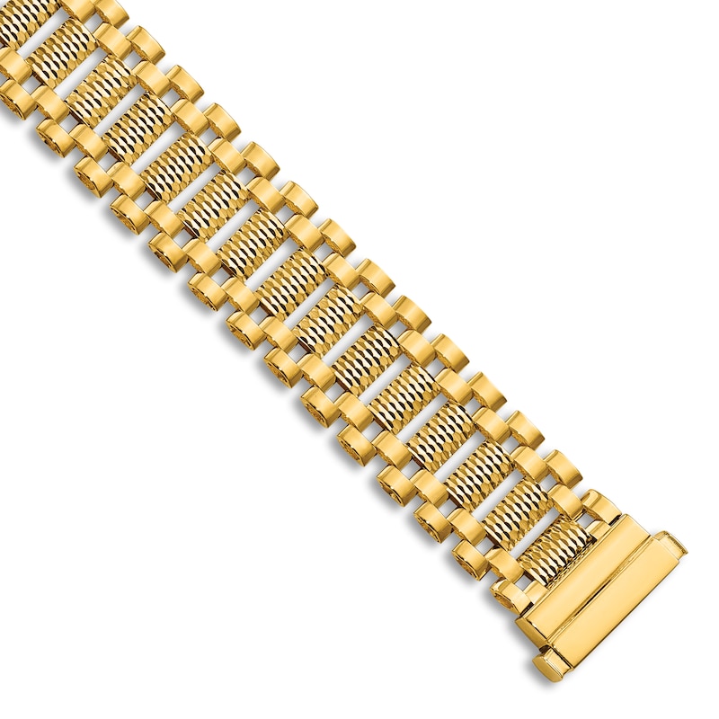 Men's Diamond-Cut Link Chain Bracelet 14K Yellow Gold 7.75"