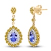 Thumbnail Image 1 of Kallati Pear-Shaped Natural Tanzanite & Natural Yellow Diamond Dangle Earrings 1-3/8 ct tw Round 14K Yellow Gold