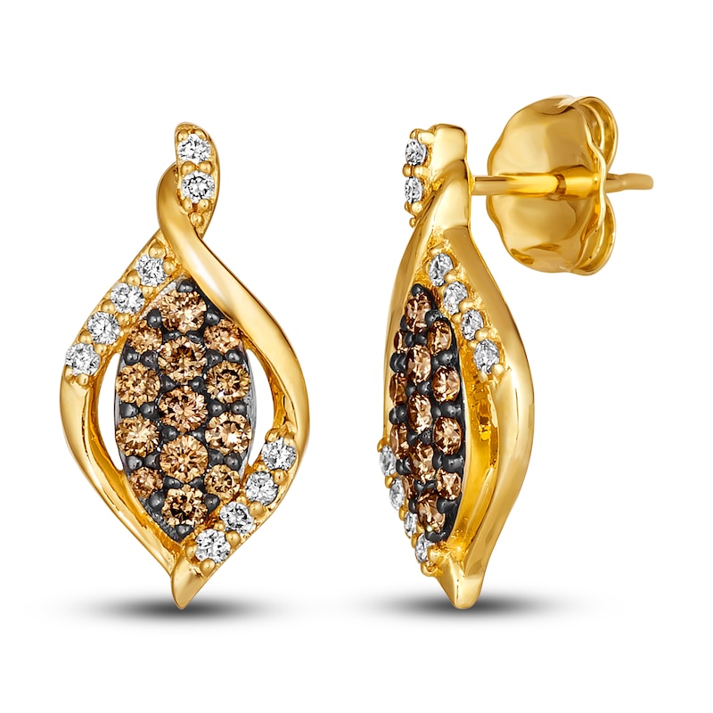Main Image 1 of Le Vian Diamond Earrings 1/2 ct tw Round 14K Honey Gold