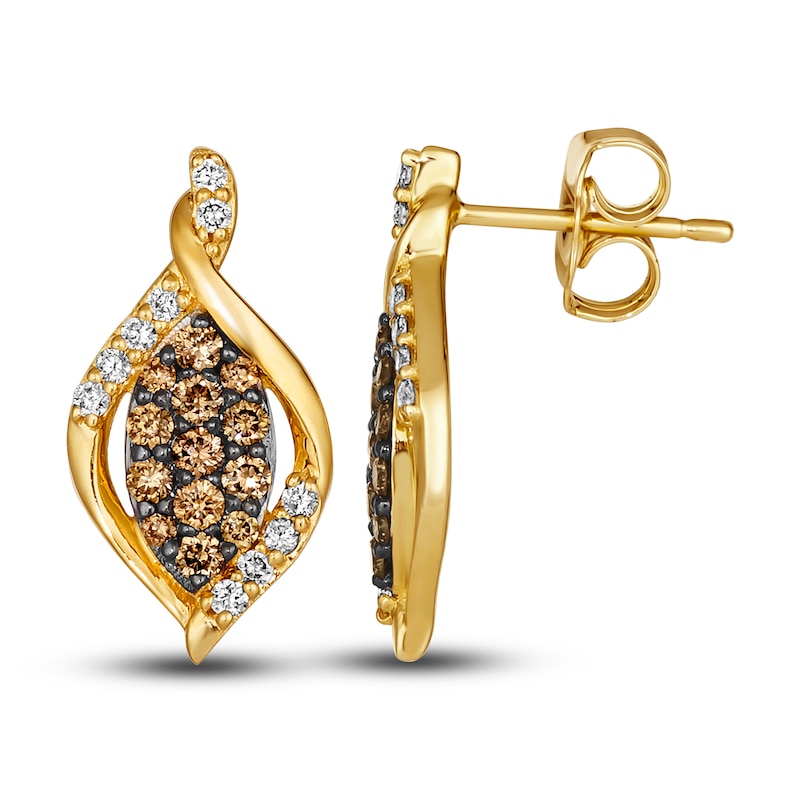 Main Image 2 of Le Vian Diamond Earrings 1/2 ct tw Round 14K Honey Gold