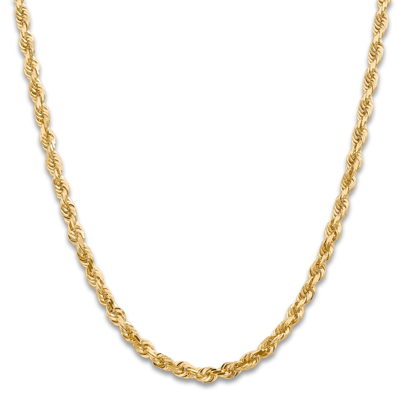 Men's Solid Quad Rope Chain Necklace 14K Yellow Gold 5mm 24"