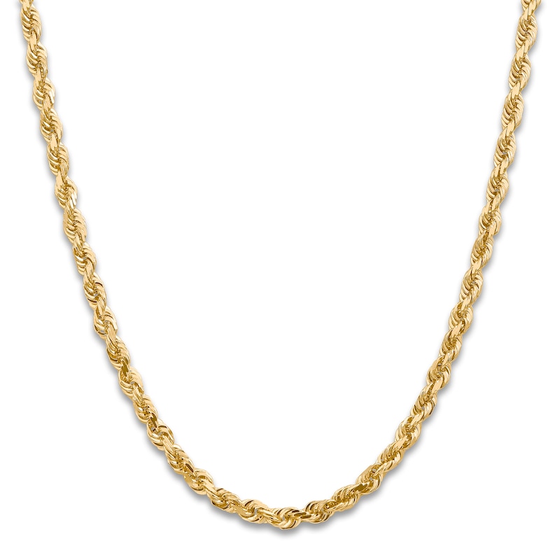 Main Image 2 of Men's Solid Quad Rope Chain Necklace 14K Yellow Gold 5mm 24"