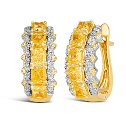 Le Vian Sunny Yellow Diamond Hoop Earrings 2 ct tw Round/Cushion 14K Yellow Gold
