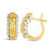 Thumbnail Image 1 of Le Vian Sunny Yellow Diamond Hoop Earrings 2 ct tw Round/Cushion 14K Two-Tone Gold