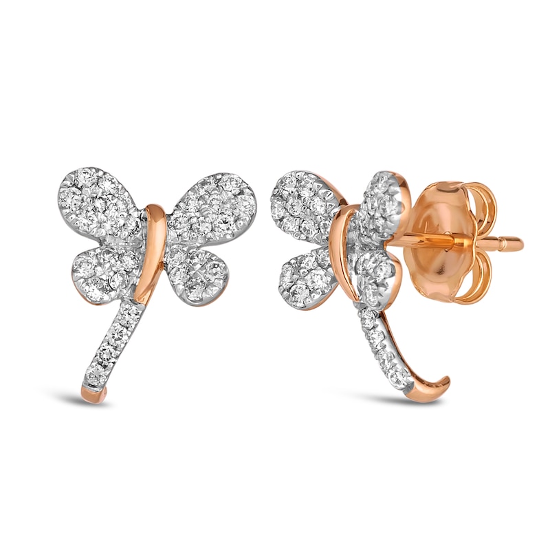 Le Vian Diamond Butterfly Earrings 1/3 ct tw Round 14K Strawberry Gold