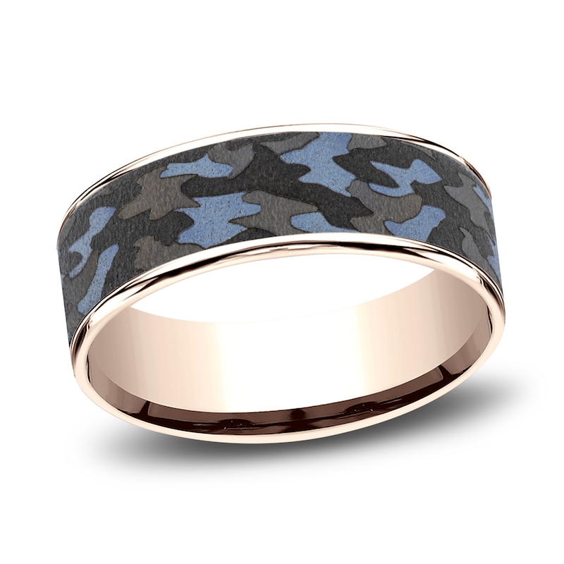 Main Image 1 of Men's Camo Wedding Band 14K Rose Gold/Tantalum 7.5mm