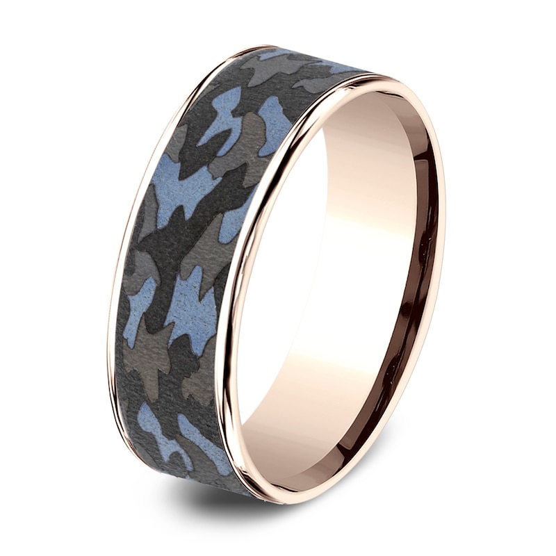Main Image 2 of Men's Camo Wedding Band 14K Rose Gold/Tantalum 7.5mm