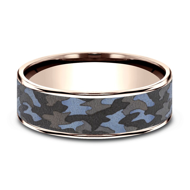 Main Image 3 of Men's Camo Wedding Band 14K Rose Gold/Tantalum 7.5mm