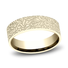 Men's Paisley Wedding Band 14K Yellow Gold 7.0mm
