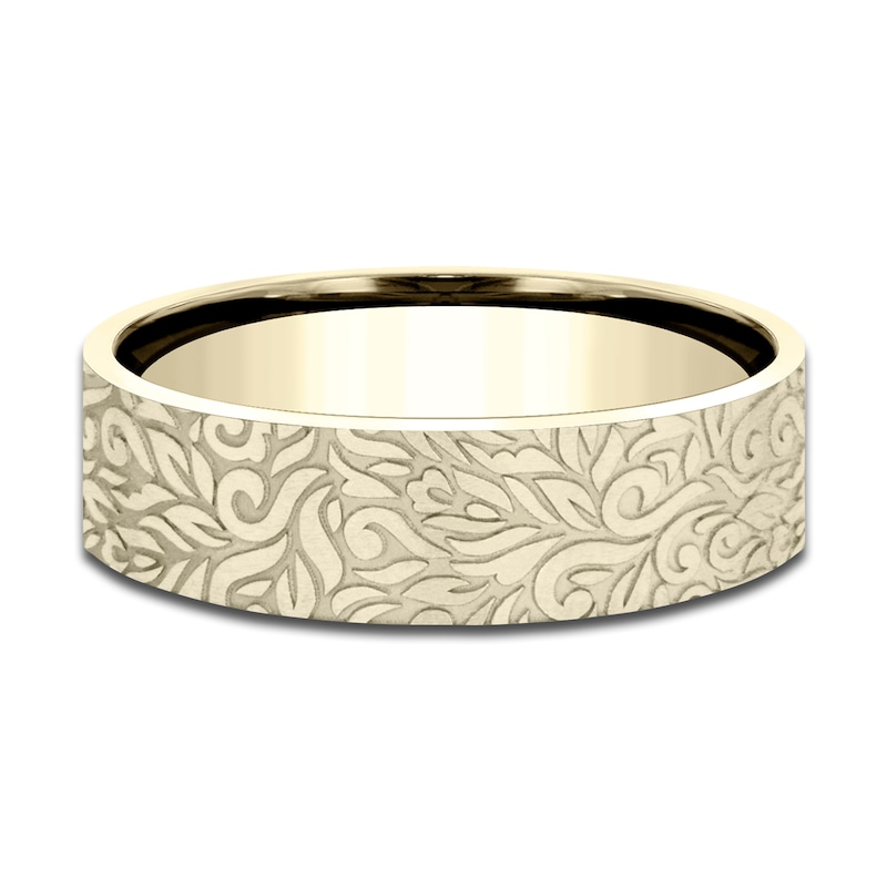 Main Image 3 of Men's Paisley Wedding Band 14K Yellow Gold 7.0mm