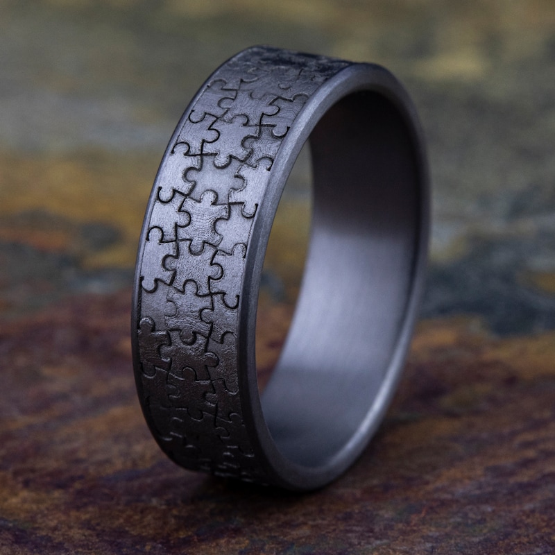 Main Image 4 of Men's Puzzle Wedding Band Tantalum 7.0mm