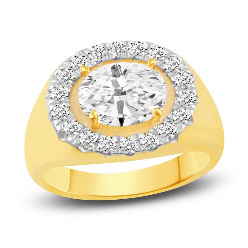 Certified Lab-Created Diamond Halo Ring 2 ct tw Oval/Round 14K Yellow Gold
