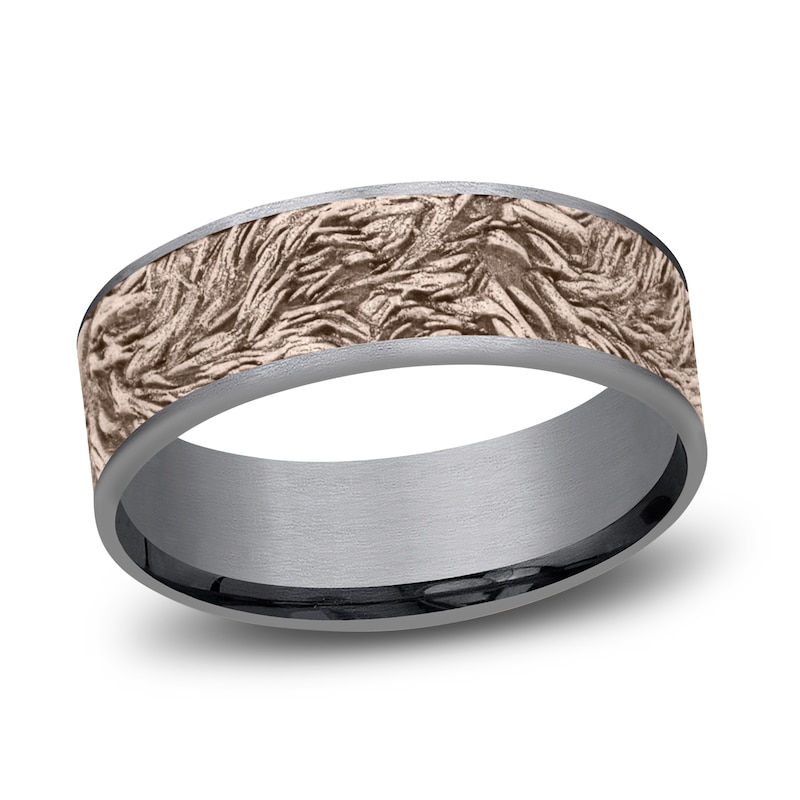 Men's Lion's Mane Wedding Band Tantalum/14K Rose Gold 7.5mm