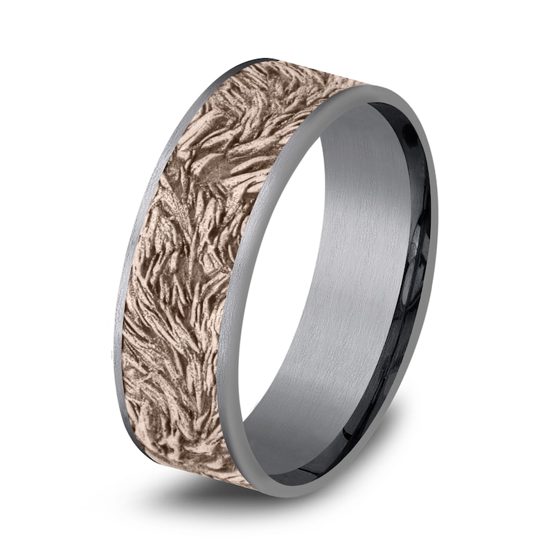 Men's Lion's Mane Wedding Band Tantalum/14K Rose Gold 7.5mm