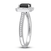 Thumbnail Image 1 of Black & White Diamond Engagement Ring 1-1/4 ct tw Emerald/Round 14K White Gold