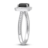 Thumbnail Image 2 of Black & White Diamond Engagement Ring 1-1/4 ct tw Emerald/Round 14K White Gold
