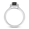 Thumbnail Image 2 of Black & White Diamond Engagement Ring 1-1/4 ct tw Emerald/Round 14K White Gold