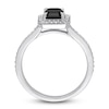 Thumbnail Image 3 of Black & White Diamond Engagement Ring 1-1/4 ct tw Emerald/Round 14K White Gold