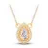 Thumbnail Image 1 of Diamond Pendant Necklace 3/8 ct tw Pear/Round 14K Yellow Gold 18"