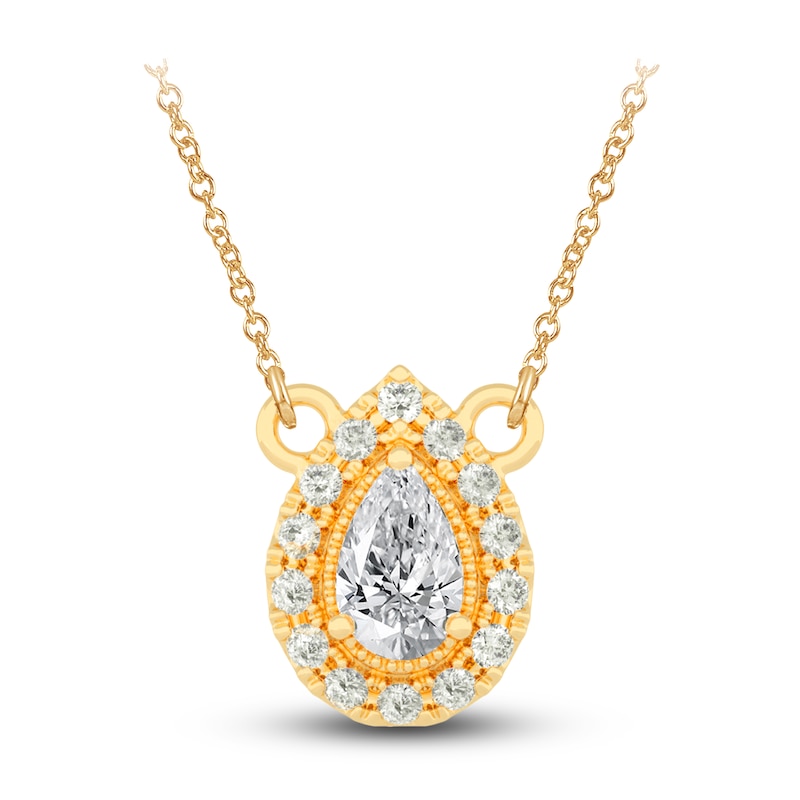 Main Image 1 of Diamond Pendant Necklace 3/8 ct tw Pear/Round 14K Yellow Gold 18"
