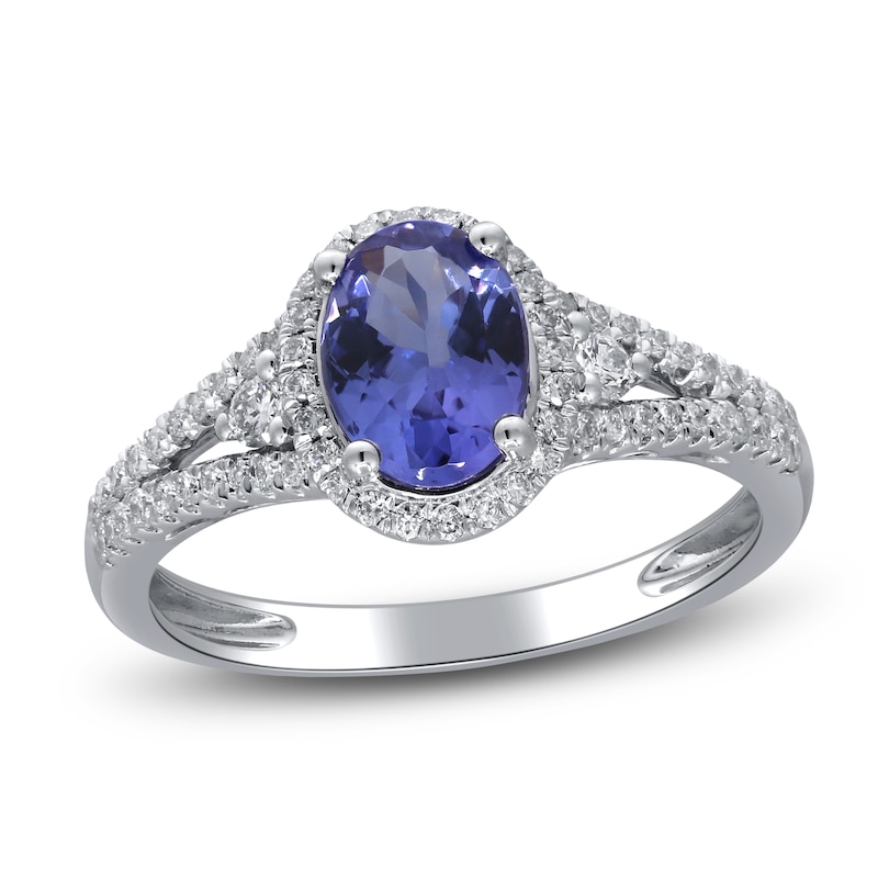 Natural Tanzanite Ring 1/3 ct tw Diamonds 10K White Gold