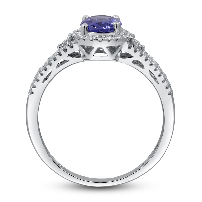 Main Image 3 of Natural Tanzanite Ring 1/3 ct tw Diamonds 10K White Gold