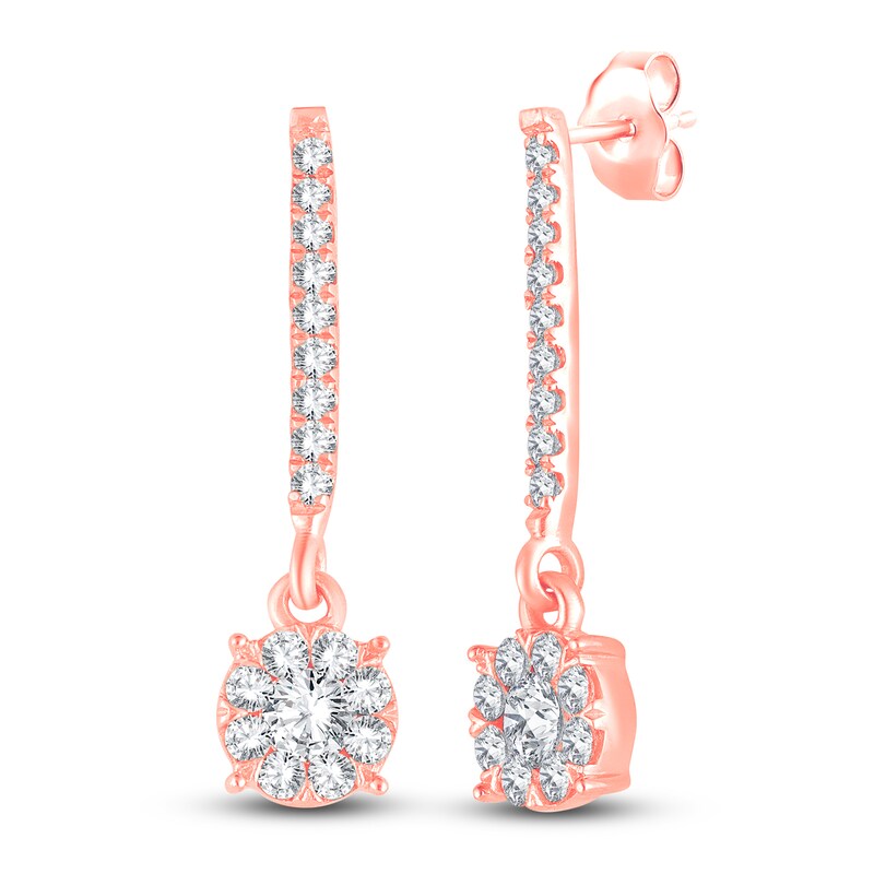 Main Image 2 of Diamond Dangle Earrings 1/2 ct tw Round 14K Rose Gold
