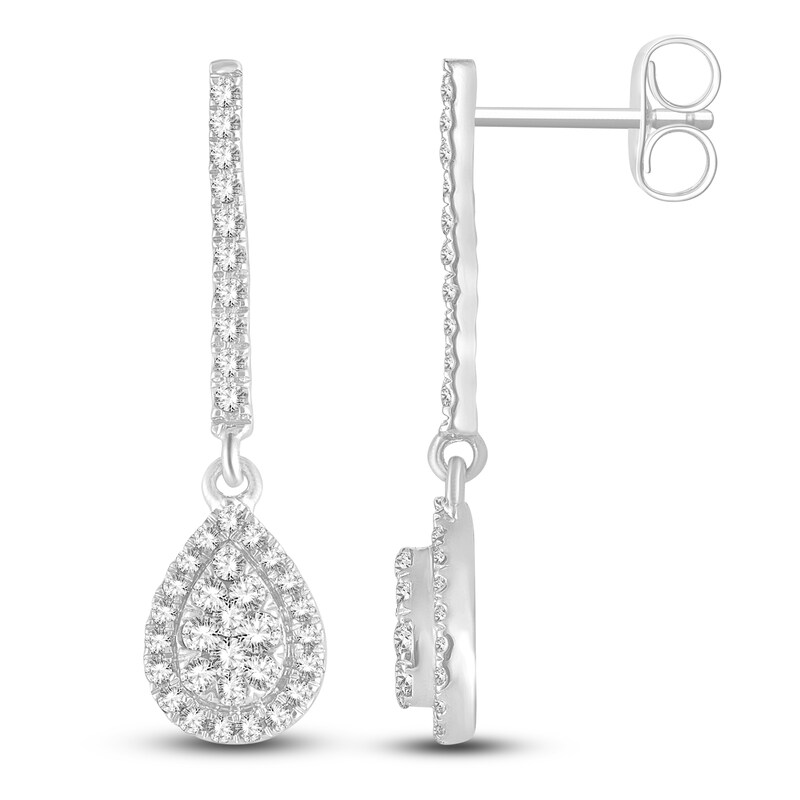 Main Image 1 of Diamond Dangle Earrings 1/2 ct tw Round 14K White Gold