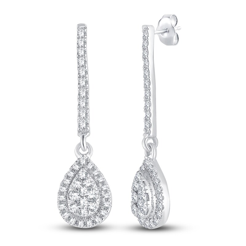 Main Image 2 of Diamond Dangle Earrings 1/2 ct tw Round 14K White Gold