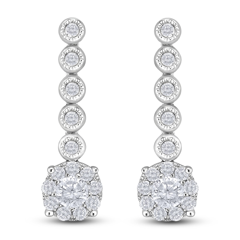Main Image 1 of Diamond Dangle Earrings 1/2 ct tw Round 14K White Gold